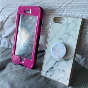 Waterproof pink case and regular case 7-8 Plus